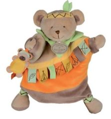 DC2351 - Doudou de la gamme marionnette - Ours de couleurs Marron et Orange