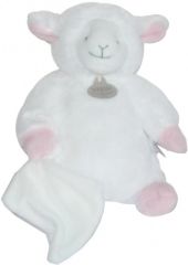 DC2422 - Peluche avec son doudou de la gamme Mon tout petit agneau - Agneau de couleur blanc et rose