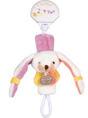 DC2509LAPBLANC - Attache-sucette couleurs Blanc, rose et orange de la gamme LES ACCESSOIRES DE DOUDOU - Lapin