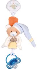 DC2509OURSJAUNE - Attache-sucette de la gamme LES ACCESSOIRES DE DOUDOU - Ours avec bonnet de nuit