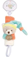 DC2509OURSORA - Attache-sucette couleurs bleu orange et jaune de la gamme LES ACCESSOIRES DE DOUDOU - Ours