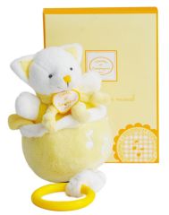 DC2576CHAT - Boîte à musique cueillettes couleur jaune de la gamme LES ACCESSOIRES DE DOUDOU - Chat