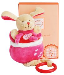 DC2576LAPINROSE - Boîte à musique cueillettes de couleur rose de la gamme LES ACCESSOIRES DE DOUDOU - Lapin