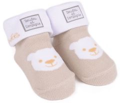 DC2726 - Chaussettes de naissance 0/6 mois couleurs Taupe avec ourson de la gamme LES ACCESSOIRES DE DOUDOU