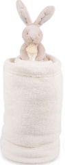 DC2755TAUPE - Plaid douceur 100x70cm et petit lapin couleur Taupe de la gamme LES ACCESSOIRES DE DOUDOU
