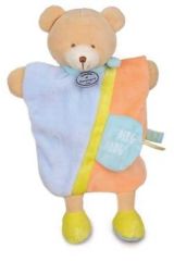 DC2784OURS - Doudou de la gamme marionnette - Ours Petit secret de couleur Bleu