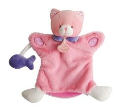 DC2900CHAT - Doudou de la gamme marionnette - Chat Choupidoudou de couleur Rose