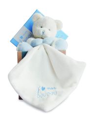 DC2915 - Doudou de la gamme J'AIME MON DOUDOU - Pantin avec doudou ours de couleur bleu