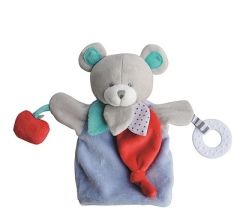 DC3005OURS - Doudou de la gamme marionnette - Ours de couleur Bleu