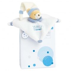 DC3385BLEU - Doudou de la gamme MINI DOUDOU - Ours de couleur Bleu