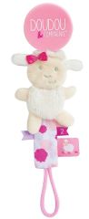 DC3424MOUTON - Attache-sucette Vanille/fraise de la gamme LES ACCESSOIRES DE DOUDOU - Mouton
