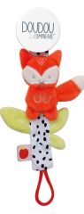 DC3424RENARD - Attache-sucette Vanille/fraise de la gamme LES ACCESSOIRES DE DOUDOU - Renard