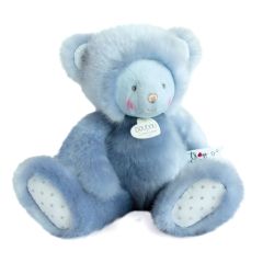 DC3554 - Doudou de la gamme TROP MIMI - Ourson de couleur bleu Taille 30 cm