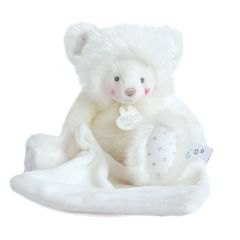 DC3555 - Doudou de la gamme TROP MIMI - Ourson avec doudou de couleur blanc