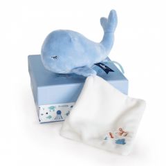 DC3650 - Doudou de la gamme SOUS L’OCÉAN - BALEINE avec doudou de couleur Bleue