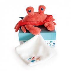 DC3652 - Doudou de la gamme SOUS L’OCÉAN - CRABE avec doudou de couleur Corail
