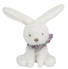 DC3818-01 - Doudou avec foulard bleu fleuri de la gamme LAPIN CHOUCHOU