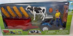 NEW05015 - Ensemble agricole avec tracteur bleu et mélangeuse puis divers accessoires