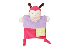 DC2784COCCI - Doudou de la gamme marionnette - Coccinelle Petit secret de couleurs violet et rouge