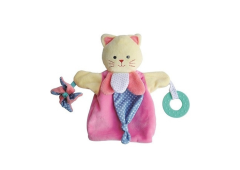 DC3005CHAT - Doudou de la gamme marionnette - Chat de couleur rose