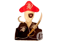 LPE50032 - Jouet pour enfant - Set de pirate - contient : un chapeau, un gilet, un épée et des accessoires