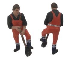 ADF32146 - Figurine de chantier avec cotte orange et sa pelle