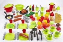 ECO2657 - Jouet d'imitation de cuisine 50 Pièces - Boîte d'alimentation et ustensiles