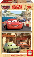 EDU14935 - Boîte de 2 Puzzles 25 Pièces en Bois du dessin animé Cars 2