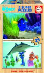 EDU16694 - 2 Puzzles du dessin animé - LE MONDE DE DORY 25 Pièces - dimensions 26 x 18 cm