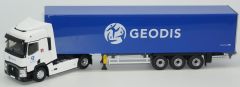 ELI115980 - Camion 4x2 RENAULT T avec semi 3 essieux caisse rigide aux couleurs transport GEODIS