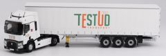 ELI116042 - Camion 4x2 RENAULT T Tautliner et semi 3 essieux société TESTUD transport