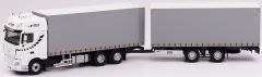 ELI116404 - Camion 6x2 porteur DAF XF de 2017 aux couleurs transport STB avec remorque 2 essieux
