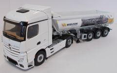 ELI116644 - Camion 4x2 MERCEDES Actros 2 Streamspace avec semi benne 3 essieux aux couleurs des transports Wielton