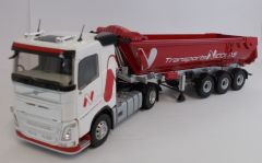 ELI116691 - Camion 4x2 VOLVO FH4 500 version toit bas avec semi  benne 3 essieux aux couleurs des transports Nicolas