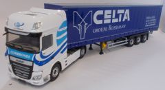 ELI116842 - Camion 4x2 DAF XF MY 2017 Super Space Cab avec semi 3 essieux aux couleurs Celta des Transports COMBRONDE