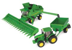ERT46677 - Set JOHNN DEERE avec Moissonneuse S690 tracteur 7290R équipé d'une remorque à visse de déchargement