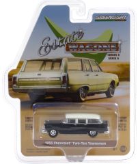 GREEN36010-A - Voiture break américaine CHEVROLET Two-Ten Townsman de 1955 de couleur noire et blanche vendue en blister