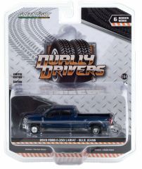 GREEN46060-F - Voiture 4x4 FORD F-350 Lariat version pick-up double cabine de 2019 de couleur bleue métallisé vendue en blister