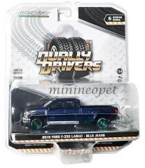 GREEN46060-FVERT - Voiture 4x4 FORD F-350 Lariat version pick-up double cabine de 2019 de couleur bleue métallisé en version Green Metal vendue en blister