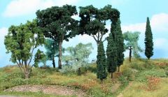HEK1774 - Décor pour diorama - 11 Arbres méditerranéens de 8 à 17cm
