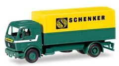 HER013321 - Camion 4x2 porteur bâché MERCEDES NG80 aux couleurs SCHENKER kit à monter