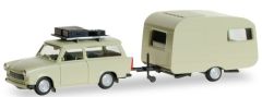 HER028790 - Voiture TRABANT 601S Universal équipé d'un porte bagage et 1 caravane