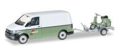 HER092760 - Camionette T6 fourgon Wandt VOLKSWAGEN avec 1 vespa et une remorque