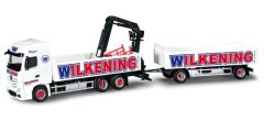 HER303125 - Camion Porteur benne Mercedes-Benz Actros avec remorque et grue de dechargement aux couleurs du transitaire  WILKENING
