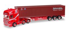 HER304191 - Camion porte container Scania R09 avec container 40 Pieds aux couleur du transporteur WEEDA / WEC LINES