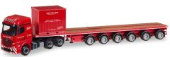 HER308786 - Camion 6x4 MERCEDES Arocs et plateau 6 essieux avec container 10 Pieds aux couleurs SCHOLPP