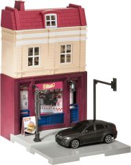 HER800068 - Coffret avec restaurant rapide kebab et une voiture BMW X6 couleur noire