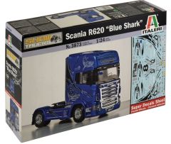 ITA3873 - Camion 4x2 solo SCANIA R620 V8 aux couleurs Blue Shark en kit à peindre et à assembler peintures et colle non incluses