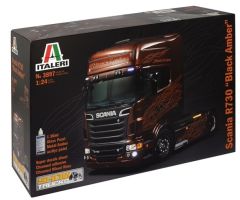 ITA3897 - Camion 4x2 solo SCANIA R730 V8 aux couleurs Black Amber en kit à peindre et à assembler peintures et colle non incluses