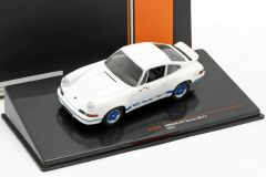 IXOCLC320N - Voiture sportive PORSCHE 911 Carrera RS 2.7 de 1973 de couleur blanche à jantes bleues